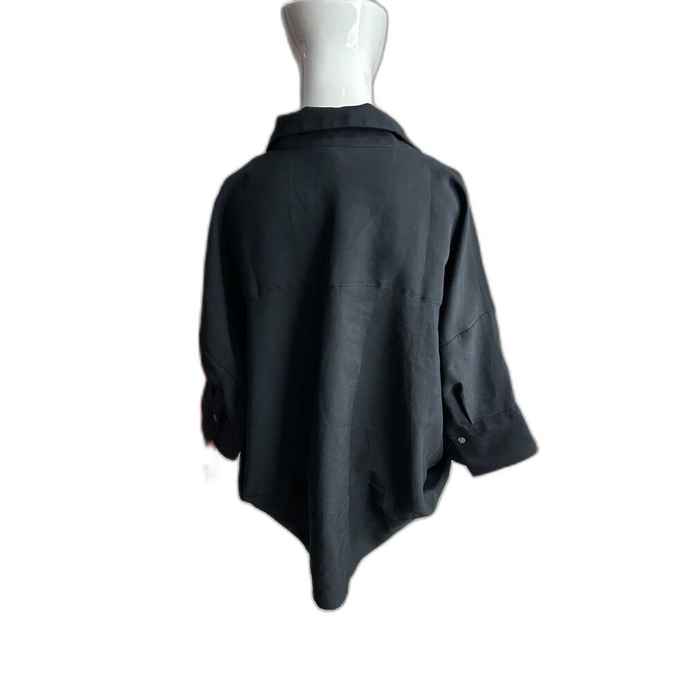Banana Republic Top for Women Asymetrical Short Sleeve Sz M Collared Black EUC - Picture 2 of 9